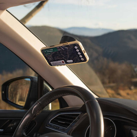 Βάση Κινητών Αυτοκινήτου Spacecase Magauto S4 Βεντούζα & Magsafe Παρμπρίζ Λείες Επιφάνειες Black 5905719133047