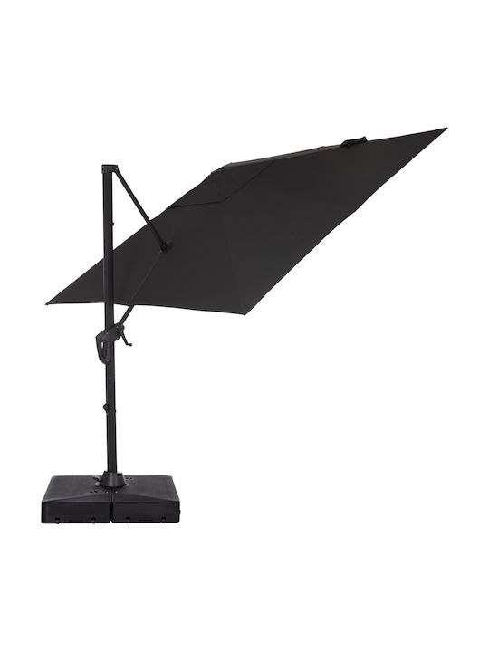 Professionelle Hängende Quadratische Garten- und Terrassen-Sonnenschirm aus Aluminium Javante Grau 2,7x2,7m