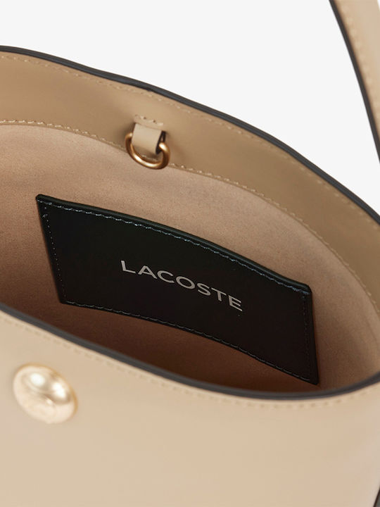 Damen Schultertasche Aus Leder Beigefarben