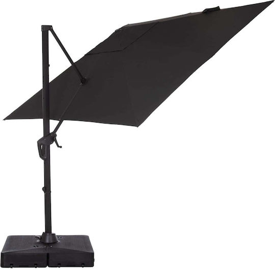 Професионален Висящ Квадратен Алуминиев Сив Градински и Терасен Чадър 2.7x2.7м