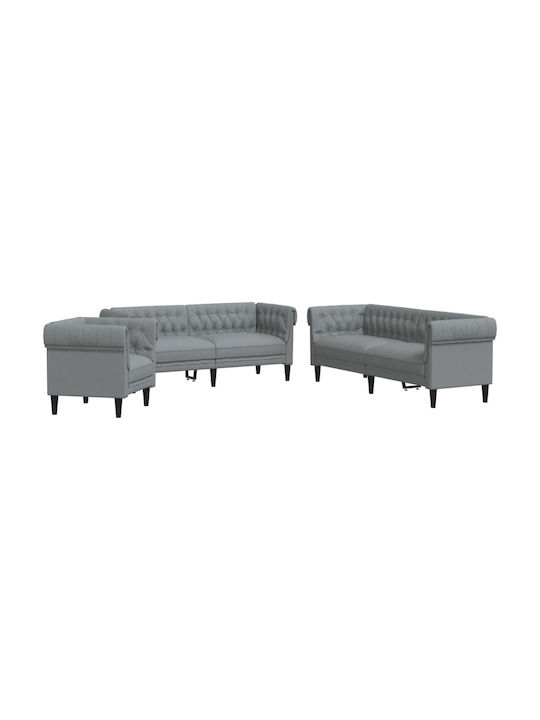 Living Room Furniture Set 3-Seater & 2-Seater & Armchair Gray