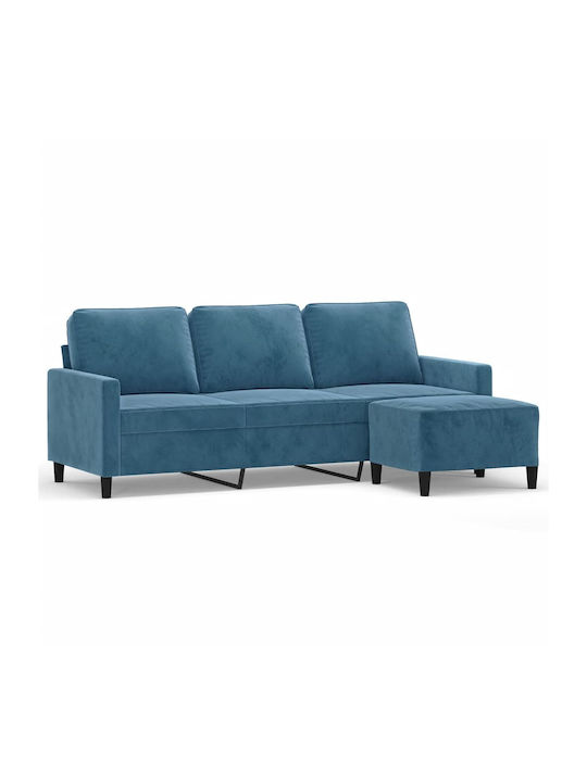 Three-Seater Velvet Couch Blue 198x77x80 cm