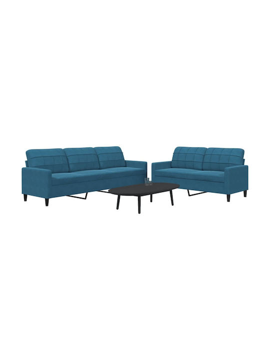 Living Room Furniture Set 3-Seater & 2-Seater Blue