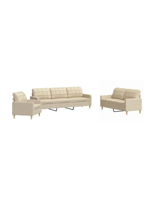 Vidaxl 3-Piece Living Room Set Cream Microfiber Fabric 77x77x80cm Loveseat Sofa Cream