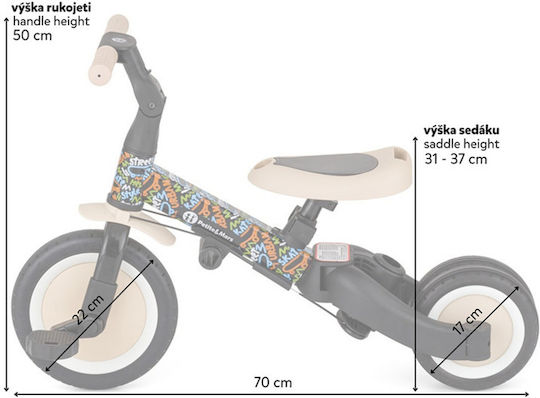 Petite & Mars Turbo Tricicletă Transformabilă cu Mâner pentru Părinți 5 în 1 pentru 1.5+ Ani Negru 613481