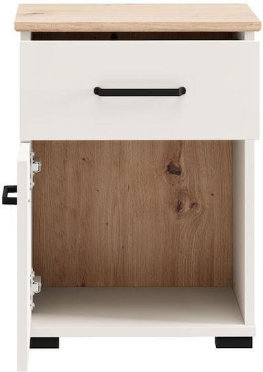 Bedside Table with Fabric Upholstery Beige 41x41x54cm