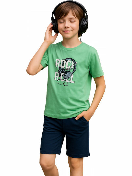 Serafino Kids Set with Shorts Summer 2 Pieces Green/Blue