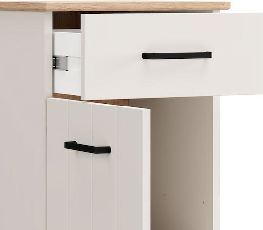 Bedside Table with Fabric Upholstery Beige 41x41x54cm