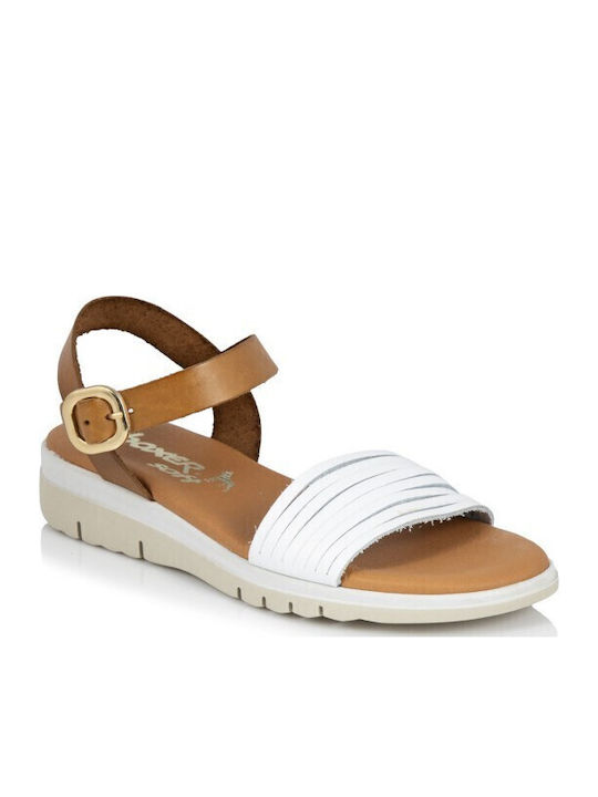 Leather Women's Flat Sandals Beige