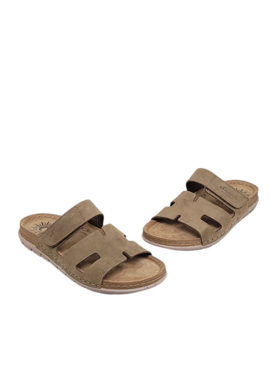 Leder Damen Anatomisch Beigen Flache Sandalen