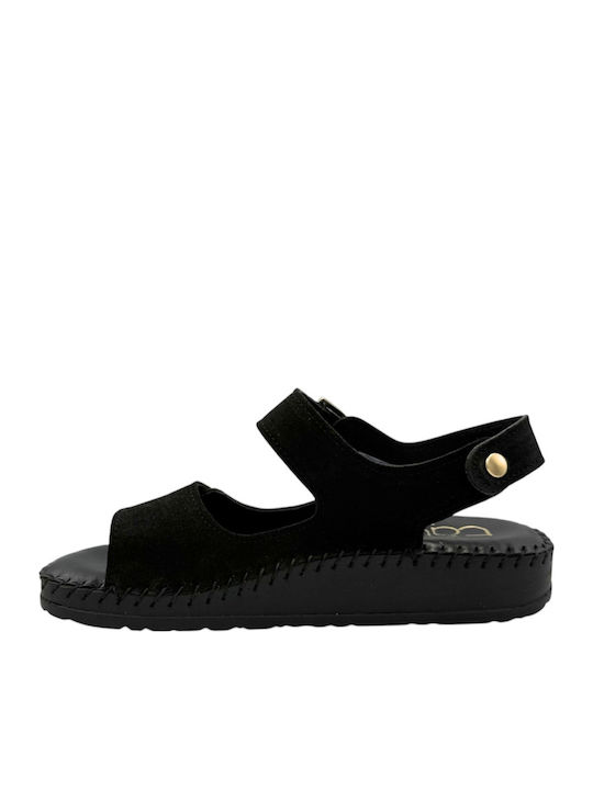 Leather Women's Flat Sandals Flatforms Black