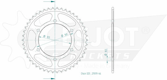 Esjot Stahl Hinteres Ritzel 525 Kette 46 Zähne 50-29019-46