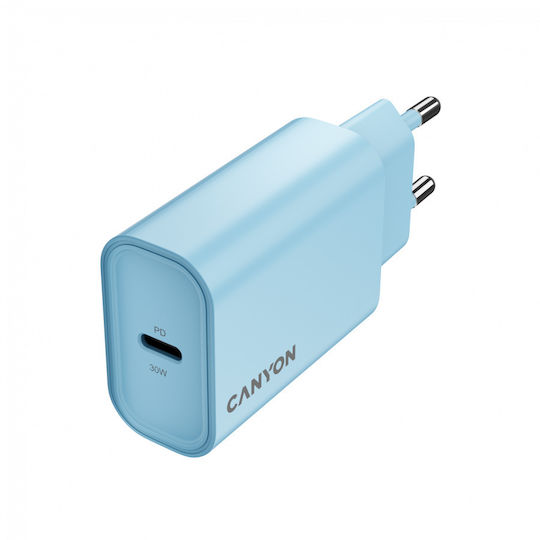 Canyon Φορτιστής Χωρίς Καλώδιο με Θύρα USB-C 30W Power Delivery Μπλε (OnCharge)