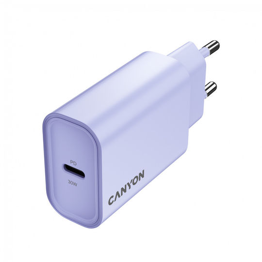 Canyon Kabeloser Handyladegerät mit USB-C Ausgangsanschlüsse 30W Stromlieferung Lila
