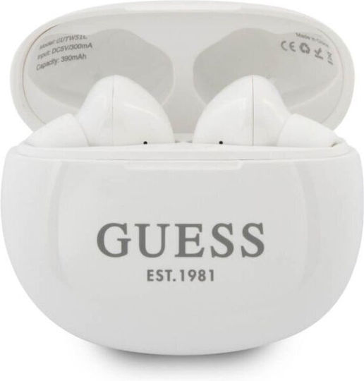 Guess GUTWS1CWH In-ear Bluetooth Handsfree Ακουστικά με Θήκη Φόρτισης Λευκά