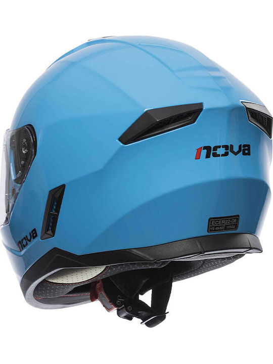 Nova FF802 Solid Gloss Blue Παιδικό Κράνος Μηχανής Full Face ECE 22.06 980gr