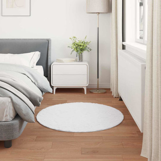 vidaXL Covor Rotund Alb