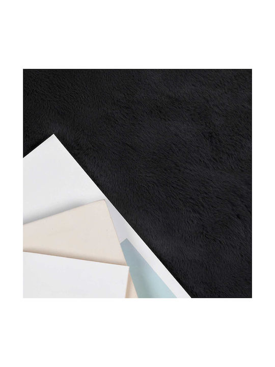 vidaXL Teppich Rechteckig Synthetisch,Polyester/Cotton/Leather Schwarz