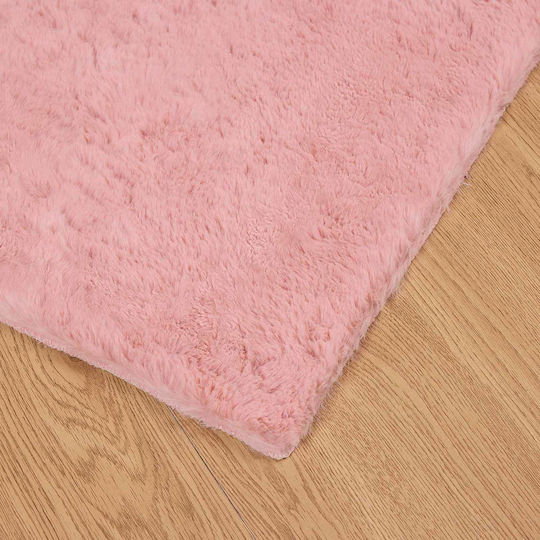 vidaXL Teppich Rechteckig Synthetisch,Polyester/Cotton/Leather Rosa