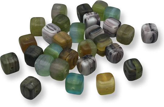 Mărgele Din Sticlă Zar Mat 6x6mm Orificiu 0.8mm 90 Bucăți
