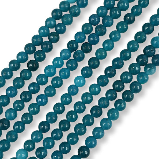 Jade Stein 6mm Petrol Runde – Reihe 37cm 58 Perlen