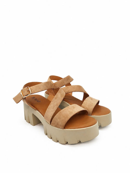 Suede Damen Sandalen Anatomisch Beige