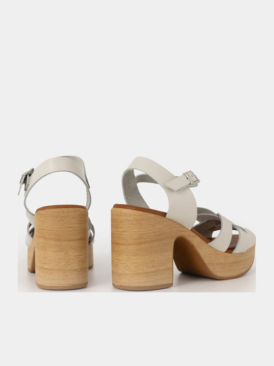 Damen Sandalen Aus Leder Weiß
