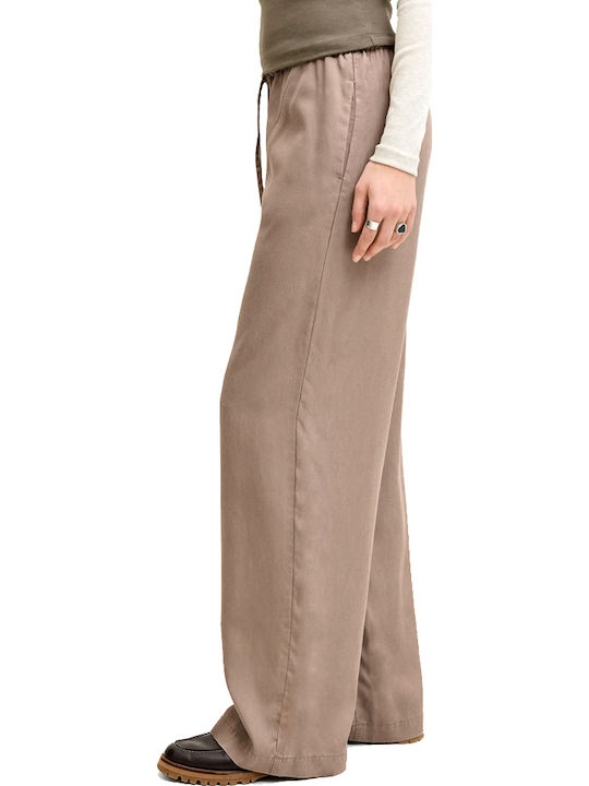 Women's Fabric Trousers with Rubber Band in Loose Fit Puros