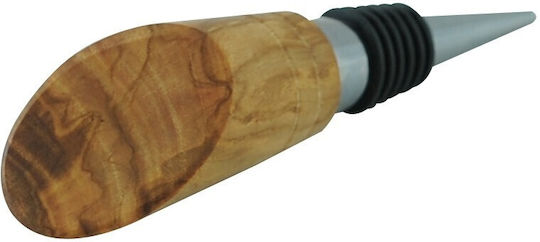 Handgefertigter Weinverschluss Flasche Holz Olive & Metall 12 cm