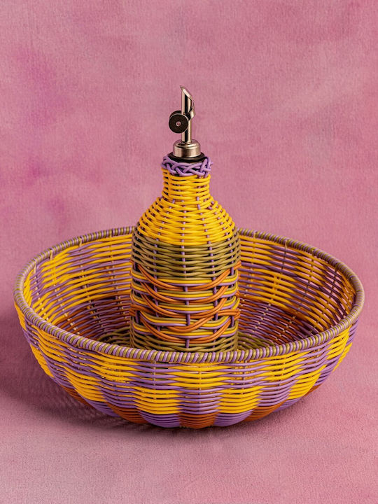 Maegen Διακοσμητικό Μπωλ Rattan Κίτρινο 11x11cm