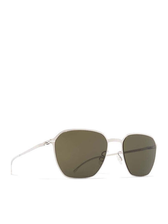 Mykita Unisex Sunglasses with Silver Metallic Frame and Brown Mirror Lens