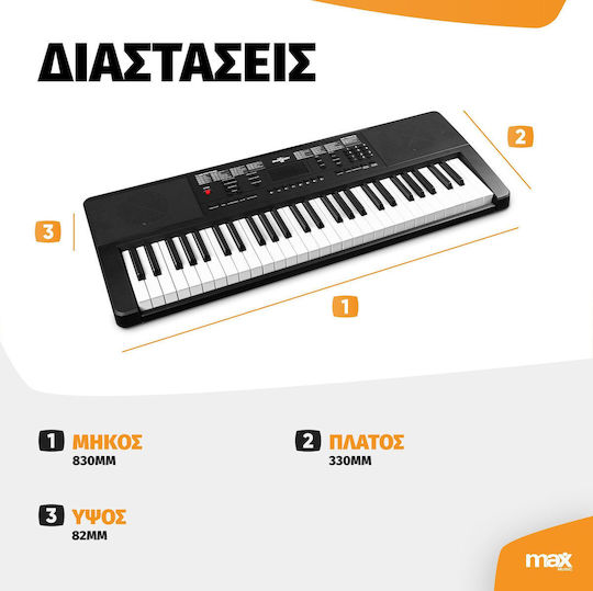 Max Keyboard RHAPSODY54 with 54 Keys with Stand Black