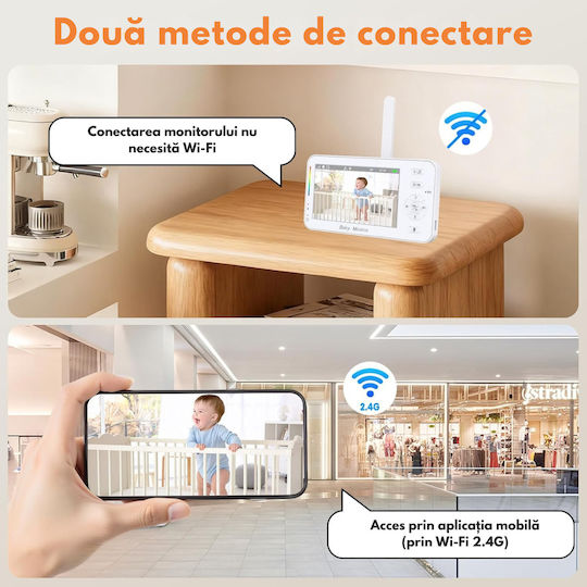 Monitor Pentru Bebeluși Fără Fir cu Comunicare Bidirecțională și Cântece de Leagăn