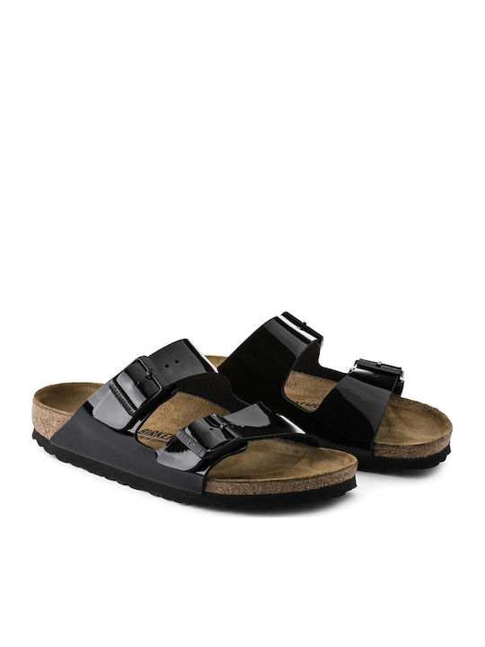 Arizona Birko-Flor Patent Women's Anatomic Black Narrow Fit Sandals