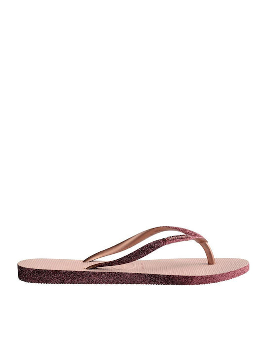 Slim Sparkle II Σαγιονάρες σε Ροζ Χρυσό Χρώμα