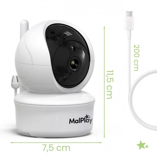 MalPlay Monitor Pentru Bebeluși Fără Fir cu Comunicare Bidirecțională și Cântece de Leagăn