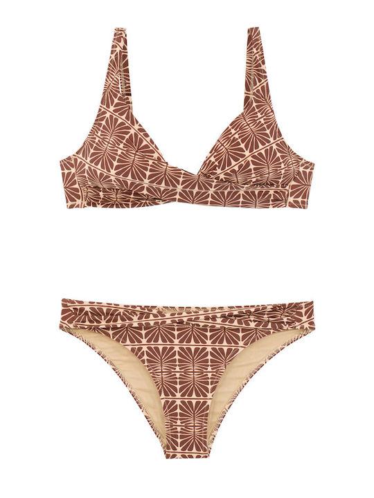 Γυναικείο Μαγιό Bikini Χωρίς Μπανέλα Ντραπέ Καφέ
