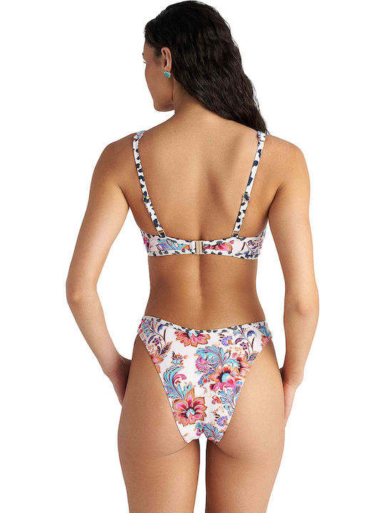 Top Bikini Sutien Sport Floral Fucsia