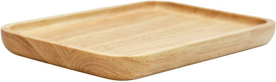 Ξύλινα Ορθογώνια Πιάτα Rubberwood Με Τοίχωμα 25x20 Εκ