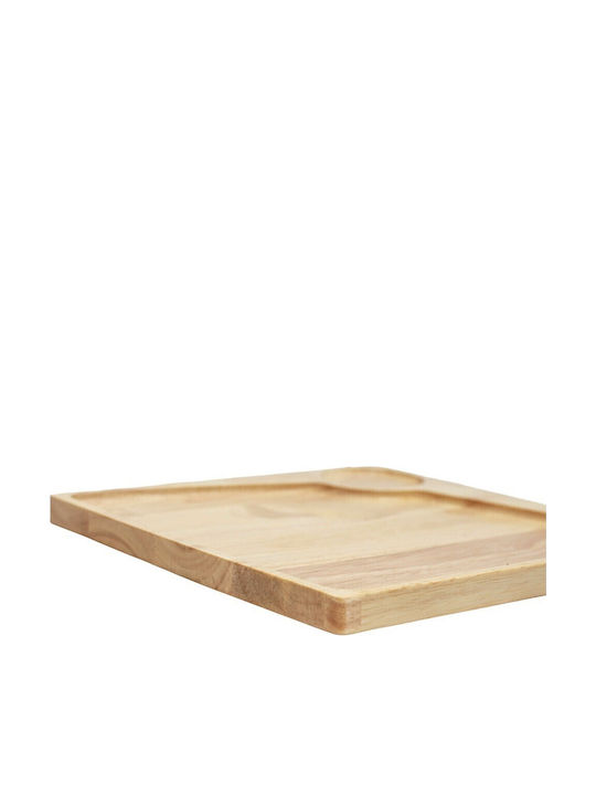 Ξύλινο Πιάτο Rubberwood Τετράγωνο & Θέση Για Ντιπ Με Τοίχωμα 25 Εκ.