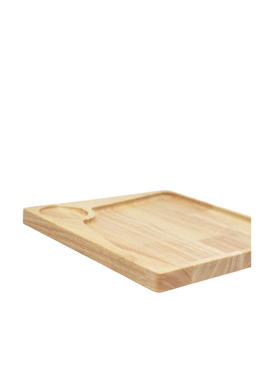 Ξύλινο Πιάτο Rubberwood Τετράγωνο & Θέση Για Ντιπ Με Τοίχωμα 25 Εκ.