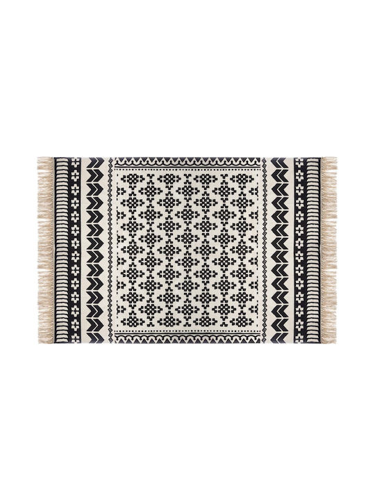 Atmosphera Delhi Rug Rectangular Summer Cotton with Fringes Blackcurrants