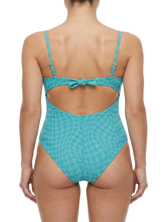 Strapless One Piece Swimsuit Turquoise