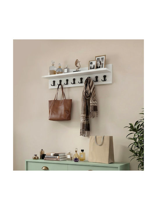 Megapap Wall Hanger Vettini Wooden 16 Hooks White 100x20x12cm