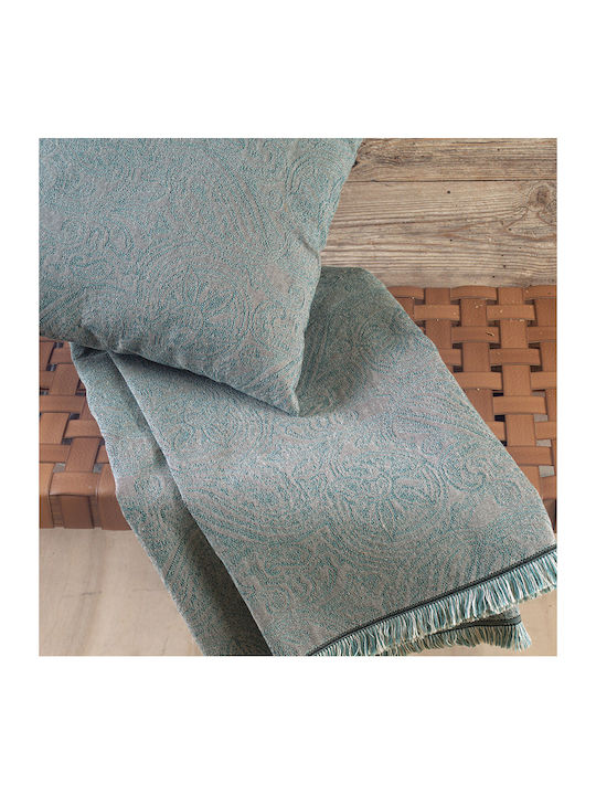 Rythmos Ivy Three-Seater Sofa Throw 2 Sides Jacquard 180x280cm Blue