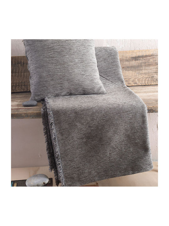 Rythmos Charlie Zweisitzer-Sofa Überwurf Chenille 180x240cm Grau