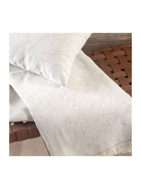 Rythmos Ivy Dreisitzer-Sofa Wurf 2 Seiten Jacquard 180x280cm Ecru
