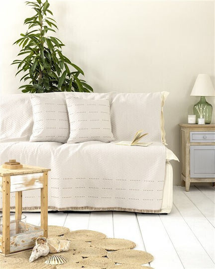 Nima Viersitzer-Sofa Überwurf P180xM350cm Ecru