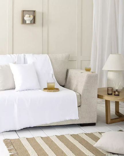 Nima Four-Seater Sofa Throw P180xM350cm White