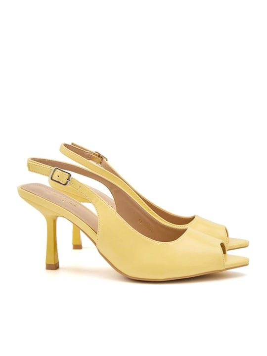 Peep Toe Γόβες από Λουστρίνι Κίτρινες